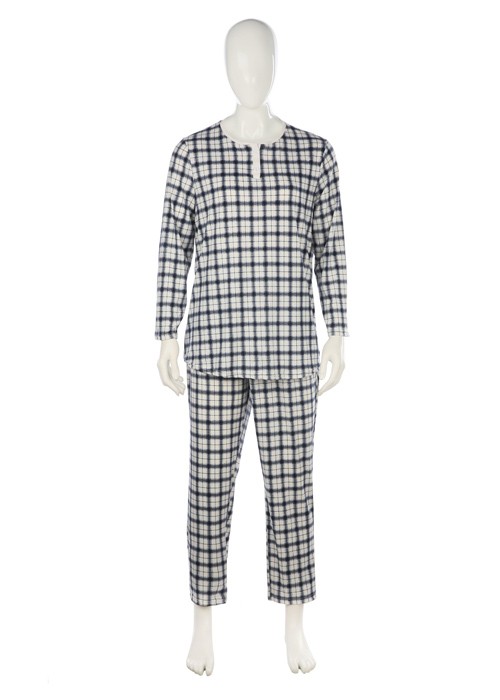 Checkered Milk Silk Pajamas Men's Suit